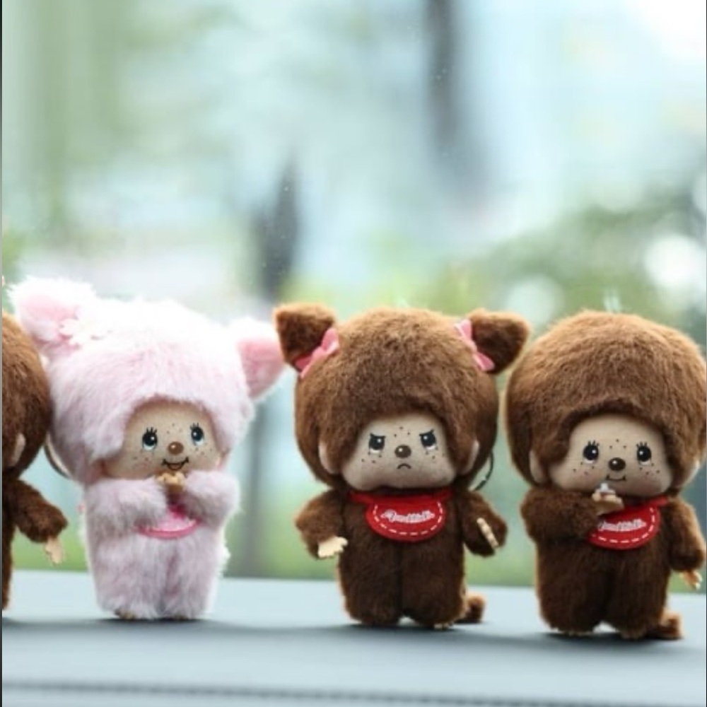 NEW Monchhichi Plush Pendant Keychains Set of 3 Bundle